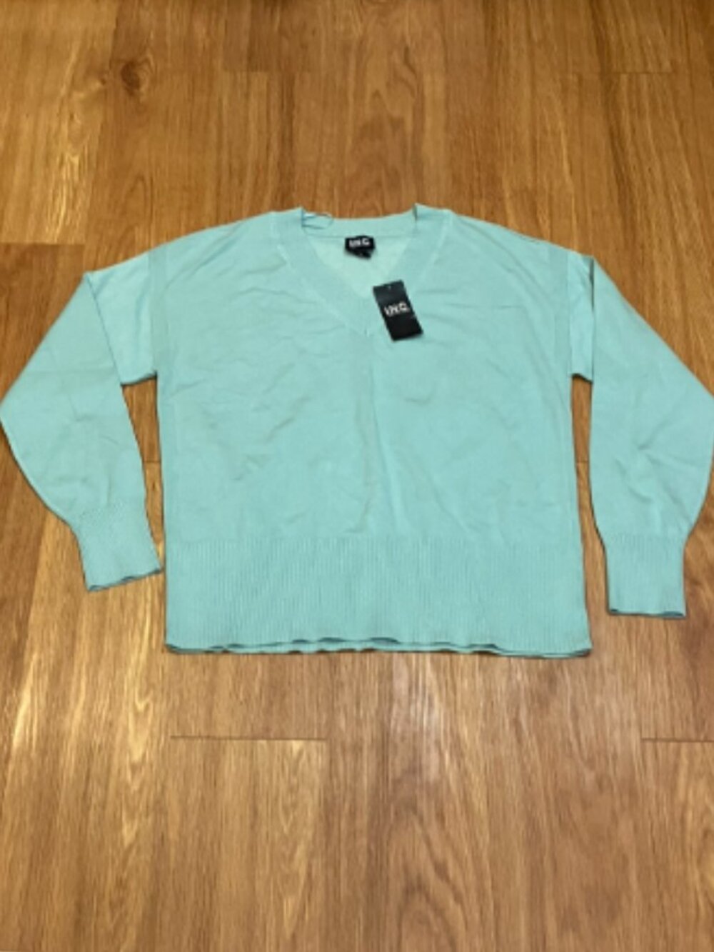 INC International Concepts Women's V-Neck Sweater Tulum Blue Size S